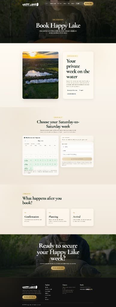 Happy Lake website — Booking