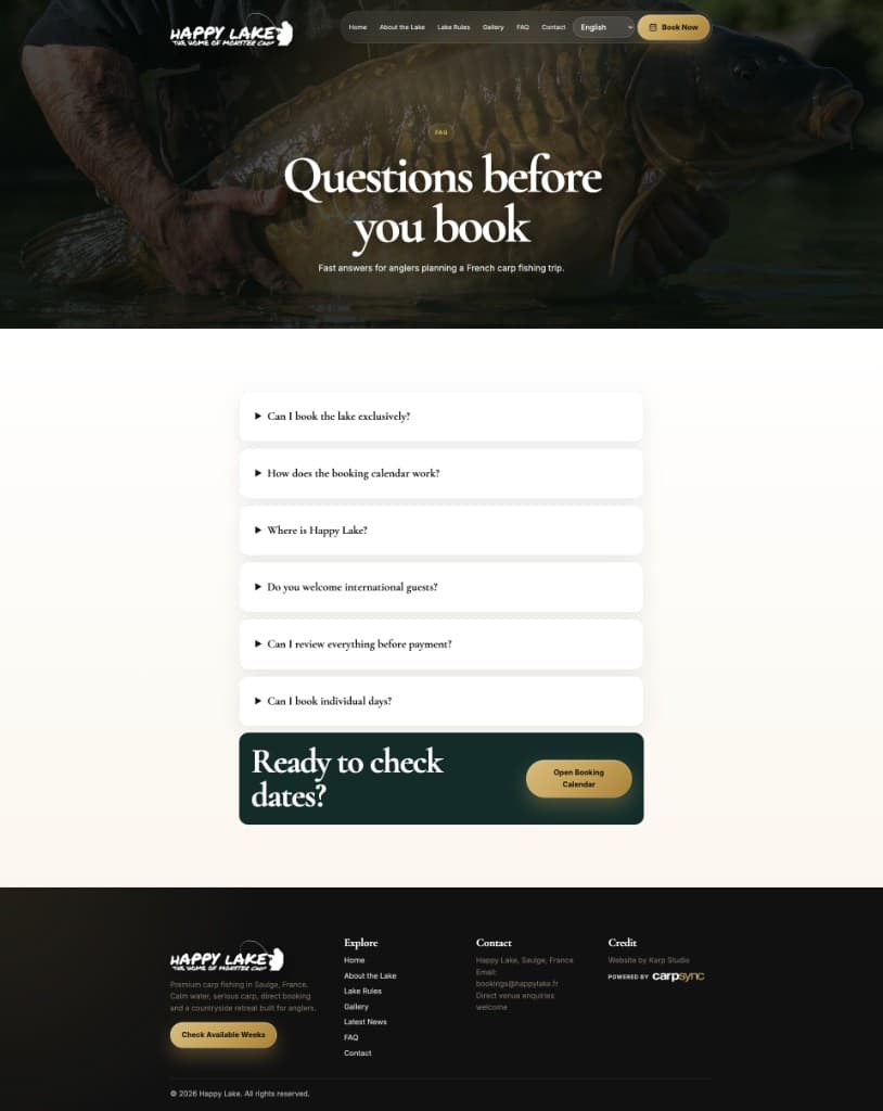 Happy Lake website — FAQ
