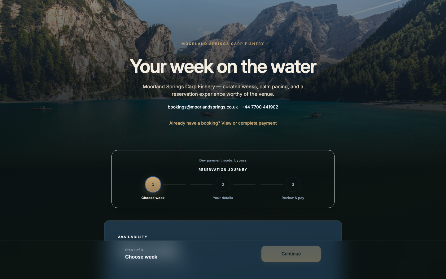 Customer-facing availability and booking flow